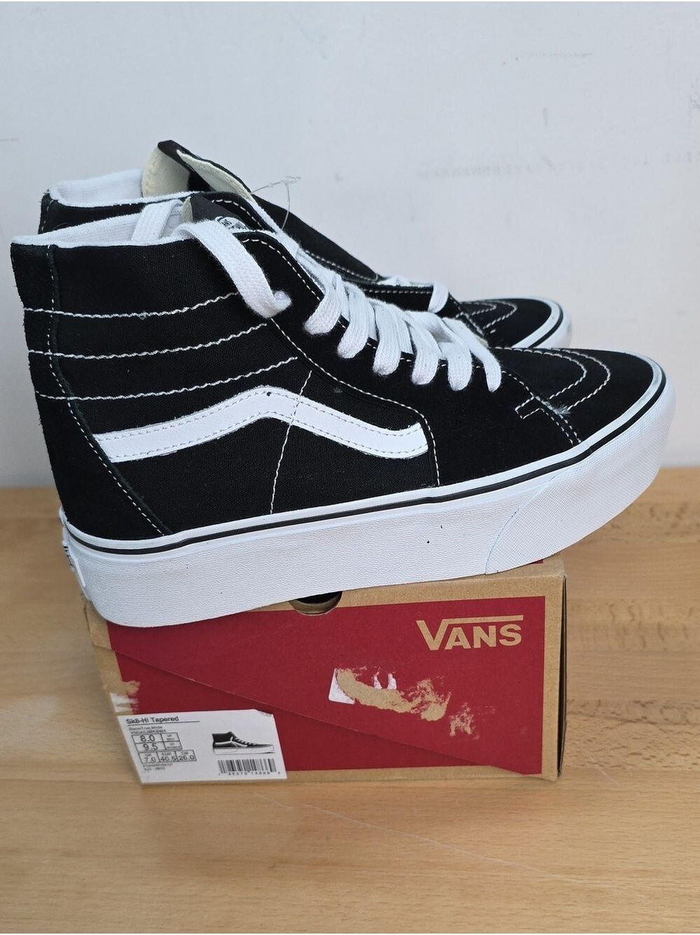 Vans Black & White Sk8-Hi Platform Sneakers Women 9.5 Men 8